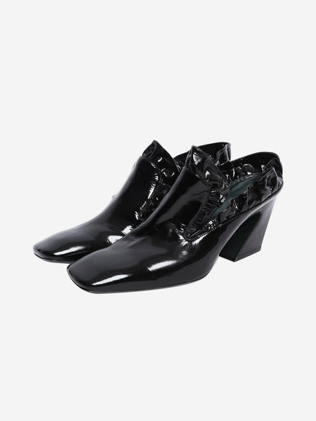 Black patent leather frill mules - size EU 38 alternate image