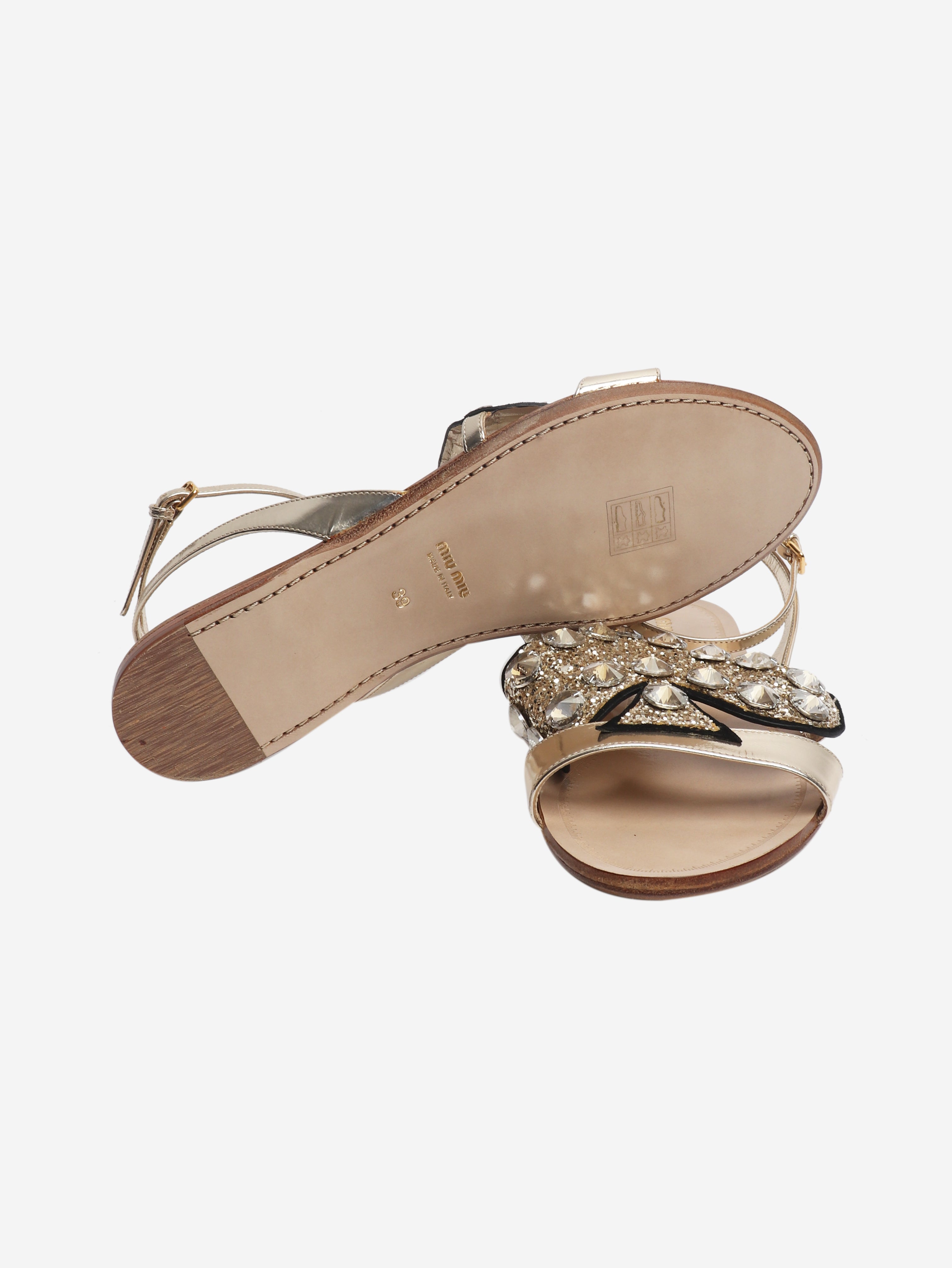 Gold diamante ace of spades sandals - size EU 39 (UK 6)