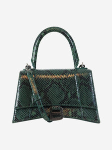 Balenciaga Green small python Hourglass 2way bag