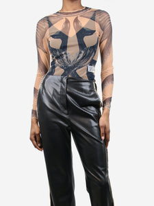 Burberry Neutral patterned mesh bodysuit - size S