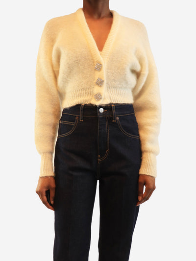 Cream cropped mohair knit cardigan - size UK 6 Knitwear Alessandra Rich 