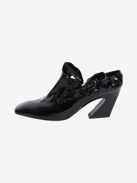 Black patent leather frill mules - size EU 38 product image
