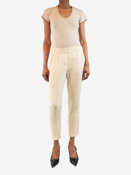 Cream silk trousers - size UK 6 alternate image