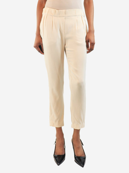 Cream silk trousers - size UK 6 product image