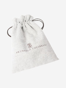 Brunello Cucinelli Grey leather Diamante layered necklace