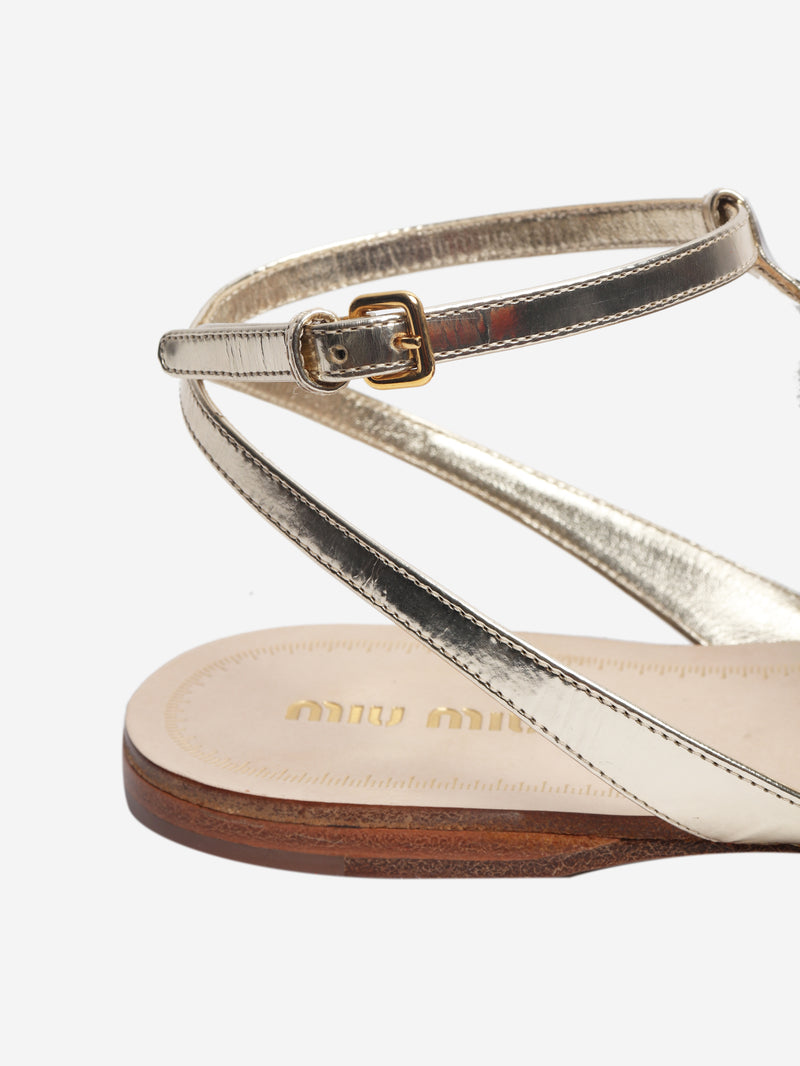 Gold diamante ace of spades sandals - size EU 39 (UK 6)