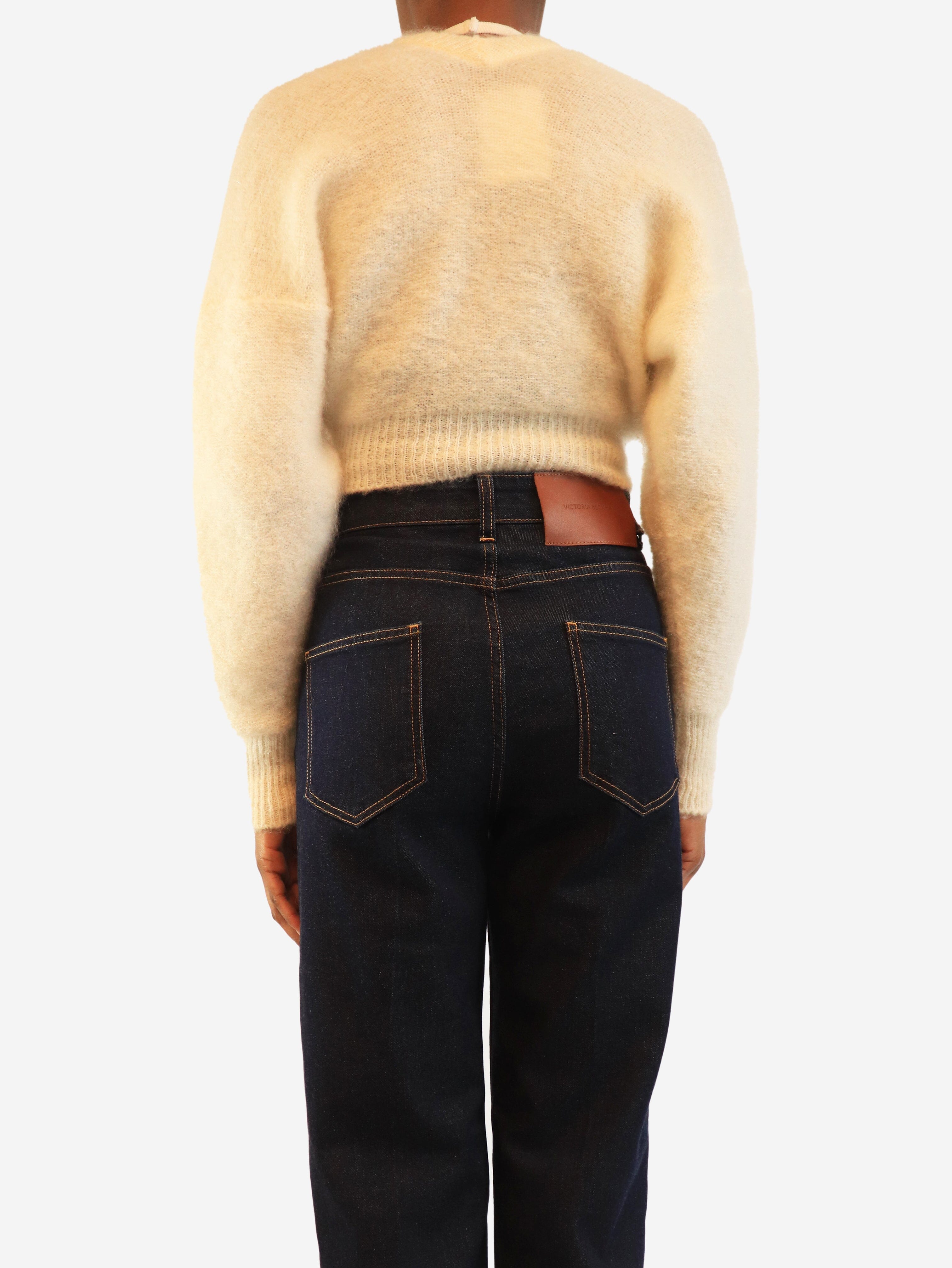 Cream cropped mohair knit cardigan - size UK 6 Knitwear Alessandra Rich 