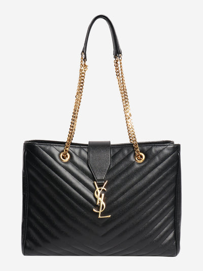 Black leather Cassandre shopper tote bag Tote Bags Saint Laurent 