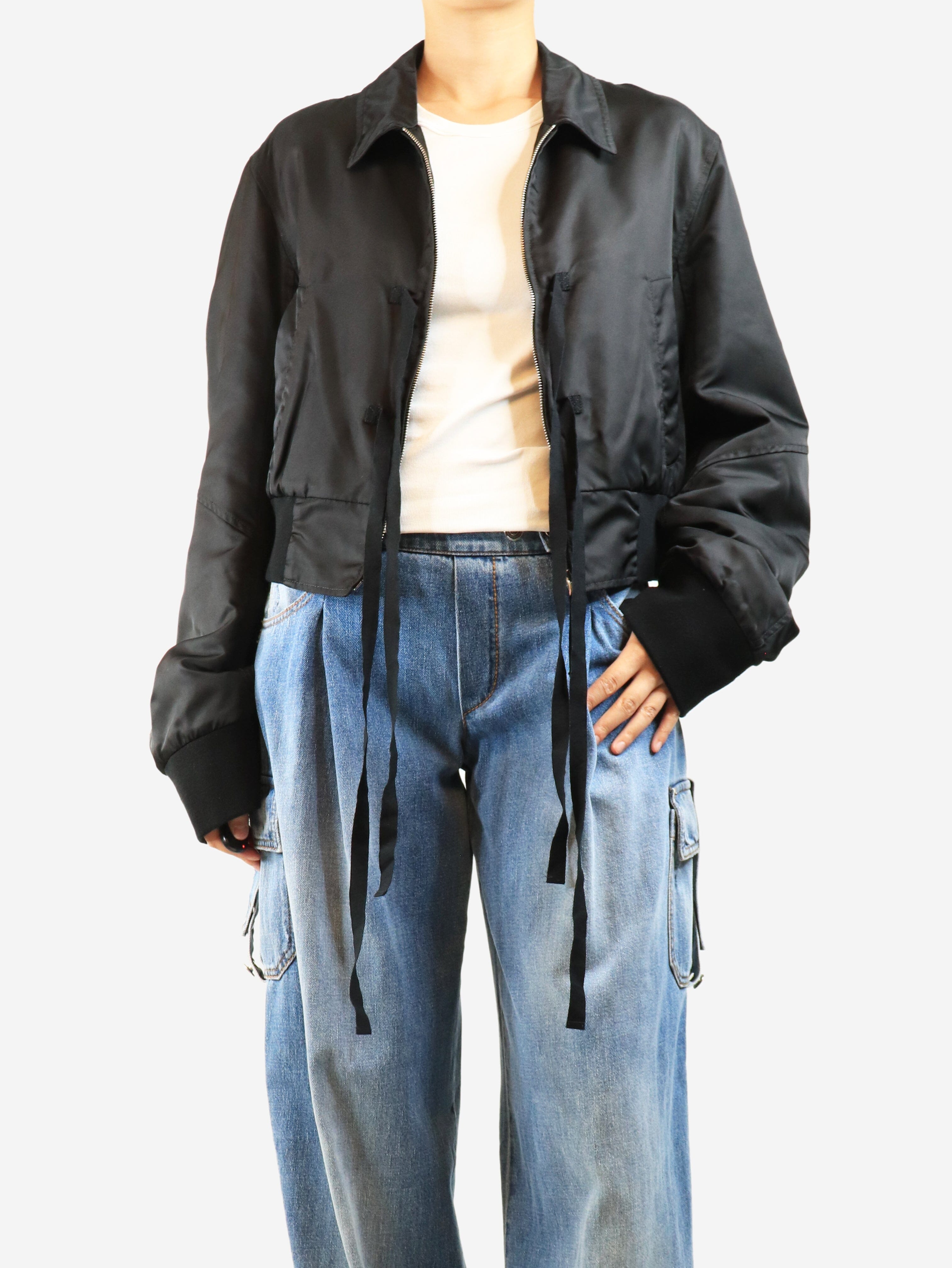 Black cropped bomber jacket - size UK 14 Coats & Jackets MM6 Maison Margiela 
