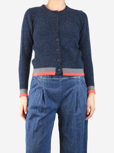 Navy blue cashmere cardigan - size UK 10 Knitwear Marilyn Moore 