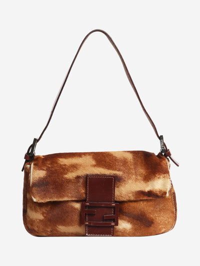 Brown Mamma Baguette Harako and leather shoulder bag Shoulder bags Fendi 