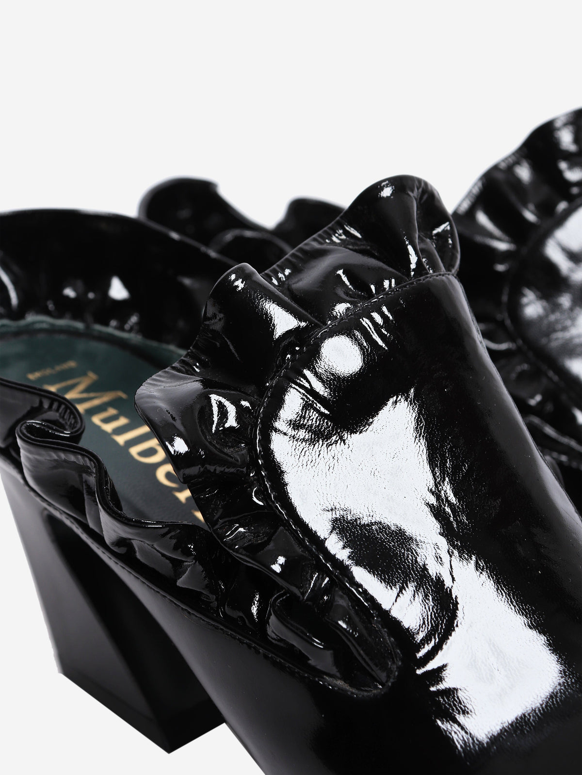 Black patent leather frill mules - size EU 38 Heels Mulberry 