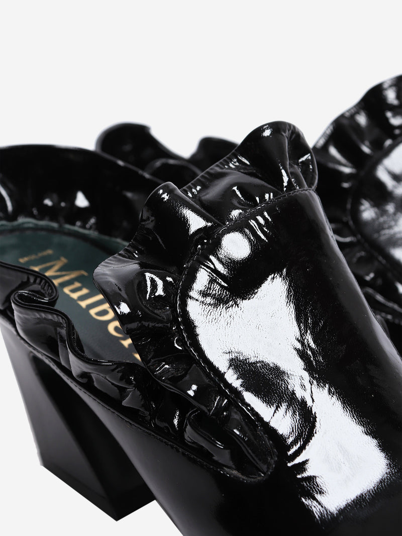 Black patent leather frill mules - size EU 38 Heels Mulberry 