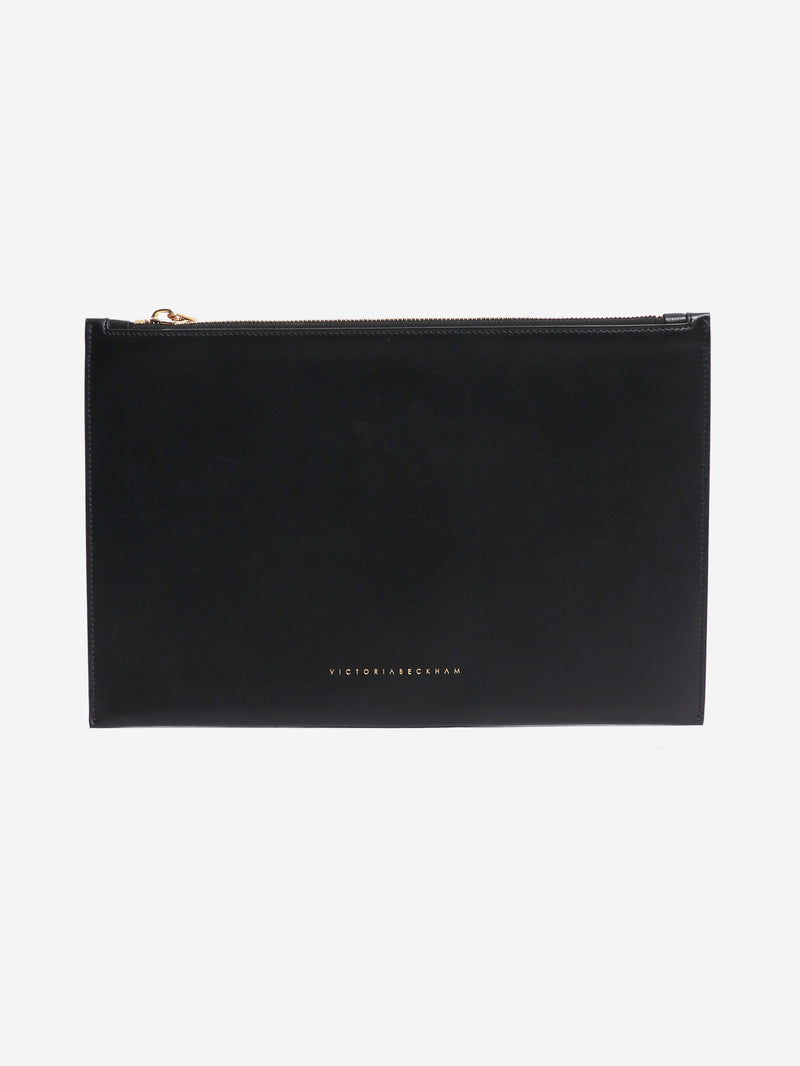 Black leather zip clutch Clutch bags Victoria Beckham 