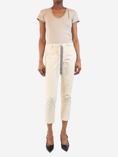 White slim-leg trousers with diamante belt - size UK 6 Trousers Brunello Cucinelli 