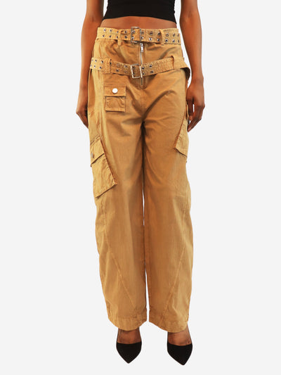 Tan belted cargo pants - size UK 6 Trousers Ganni 