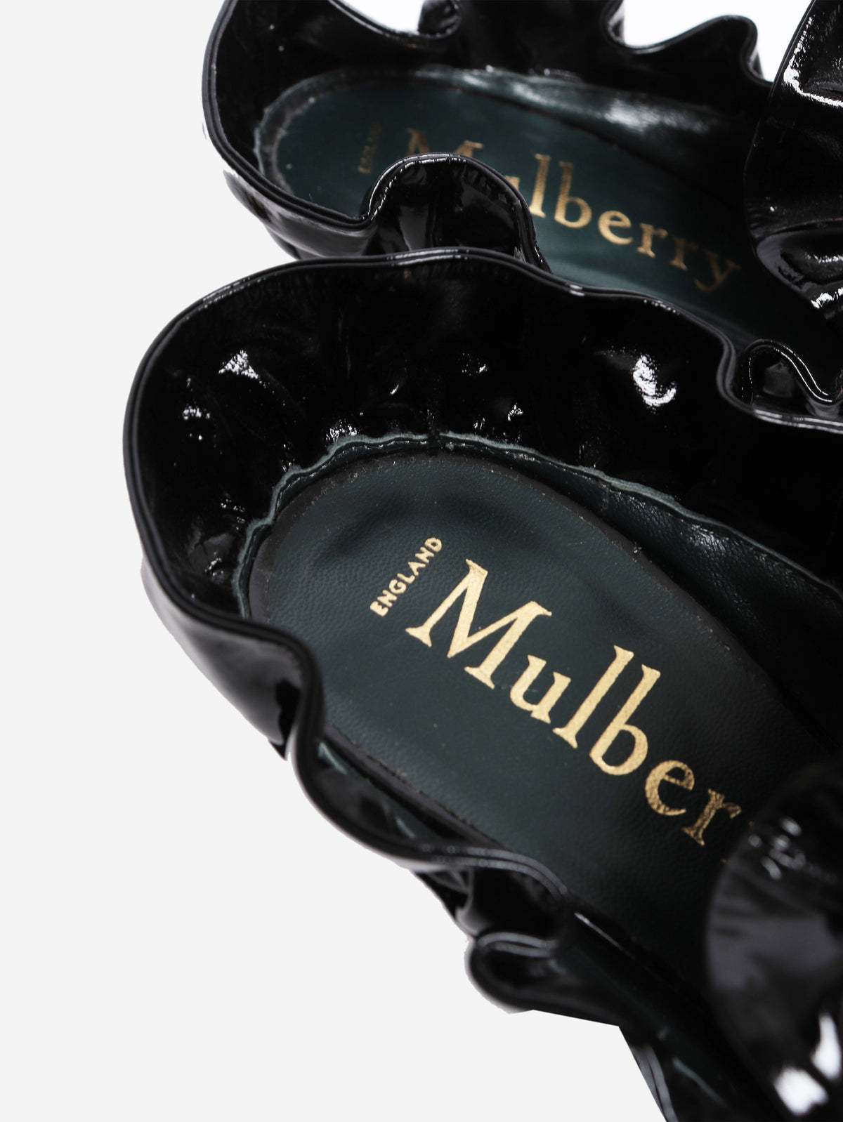 Black patent leather frill mules - size EU 38 Heels Mulberry 