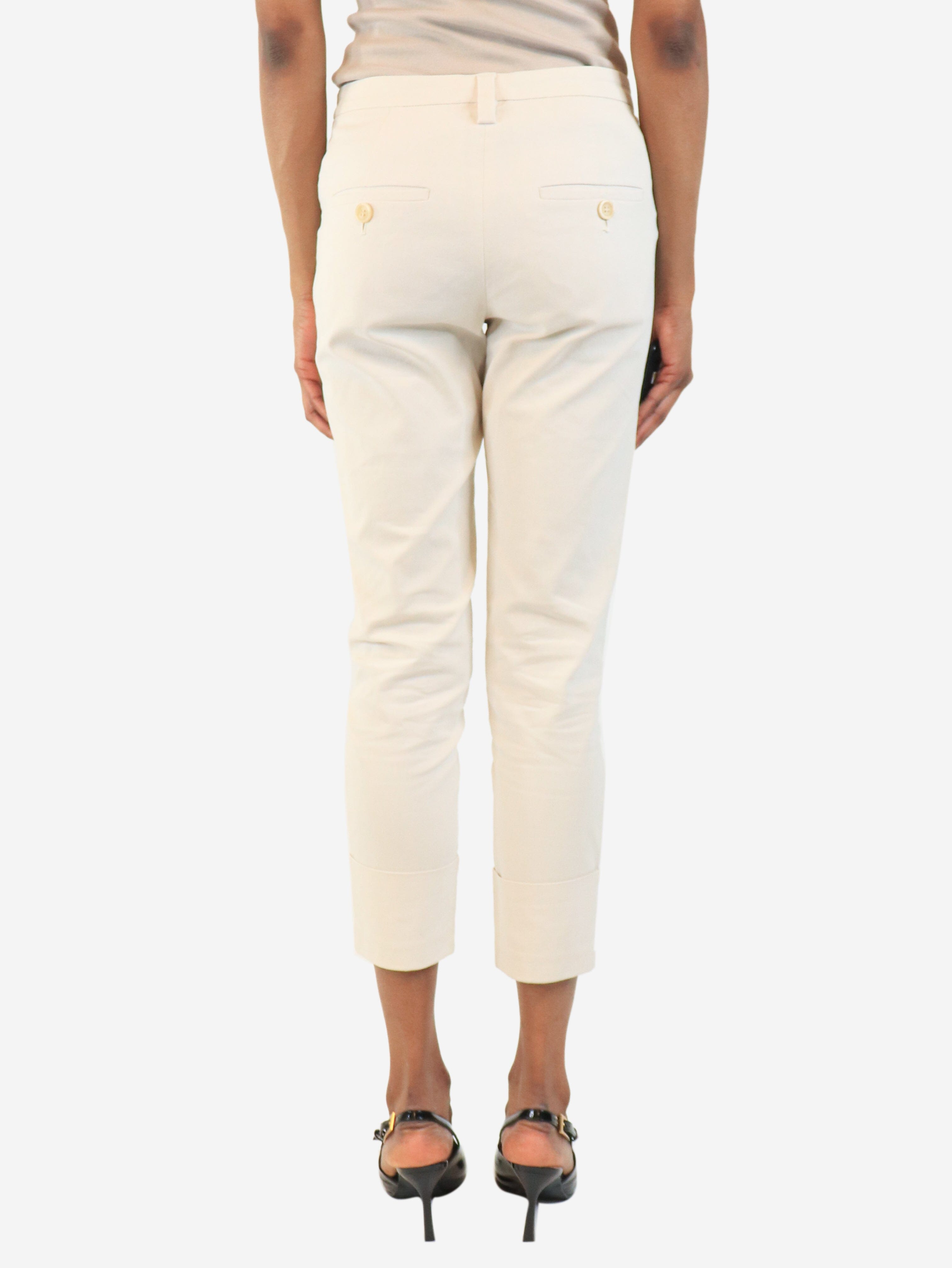 White slim-leg trousers with diamante belt - size UK 6 Trousers Brunello Cucinelli 