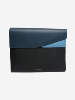 Blue leather laptop bag