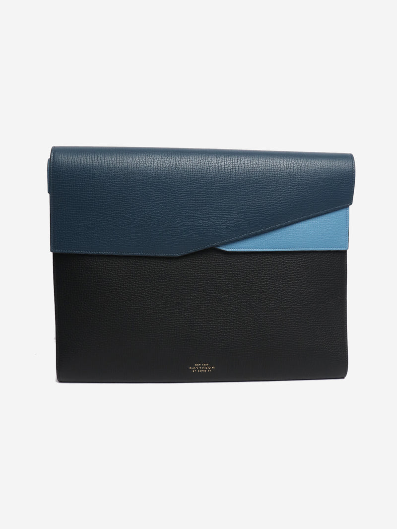 Blue leather laptop bag