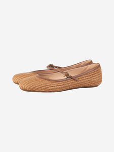 Gianvito Rossi Beige Carla woven raffia ballet flats - size EU 37.5