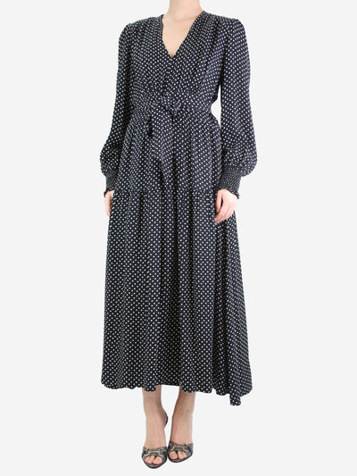 Black belted polka dot maxi dress - size UK 12 Dresses ME+EM 
