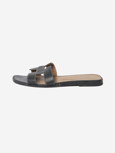 Hermes Black Oran leather sandals - size EU 38