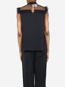 Miu Miu Black sleeveless lace-trimmed blouse - size UK 6