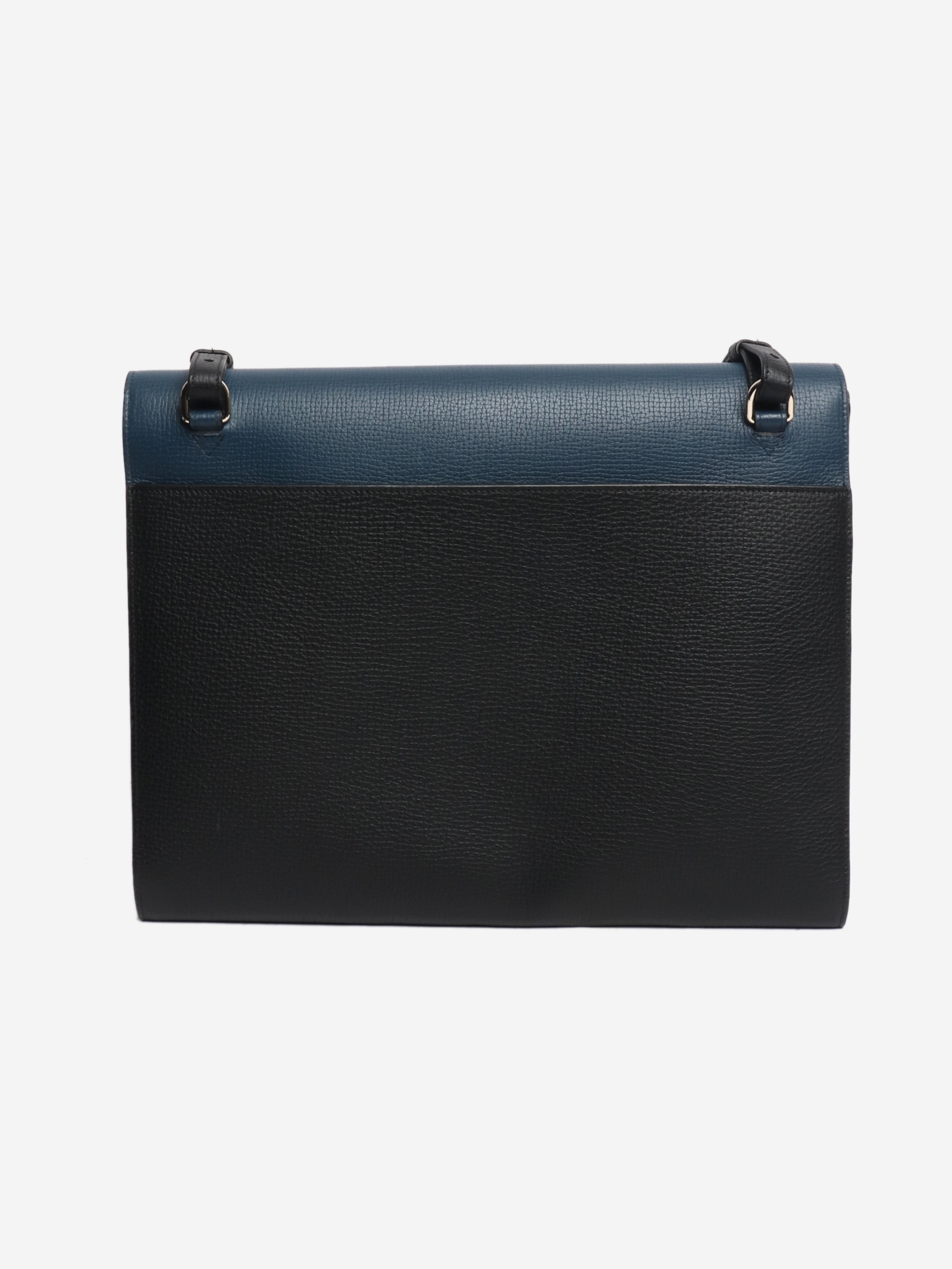 Blue leather laptop bag