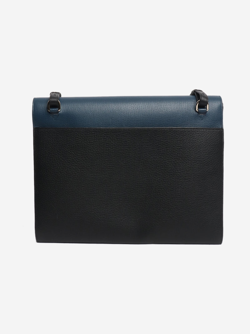 Blue leather laptop bag