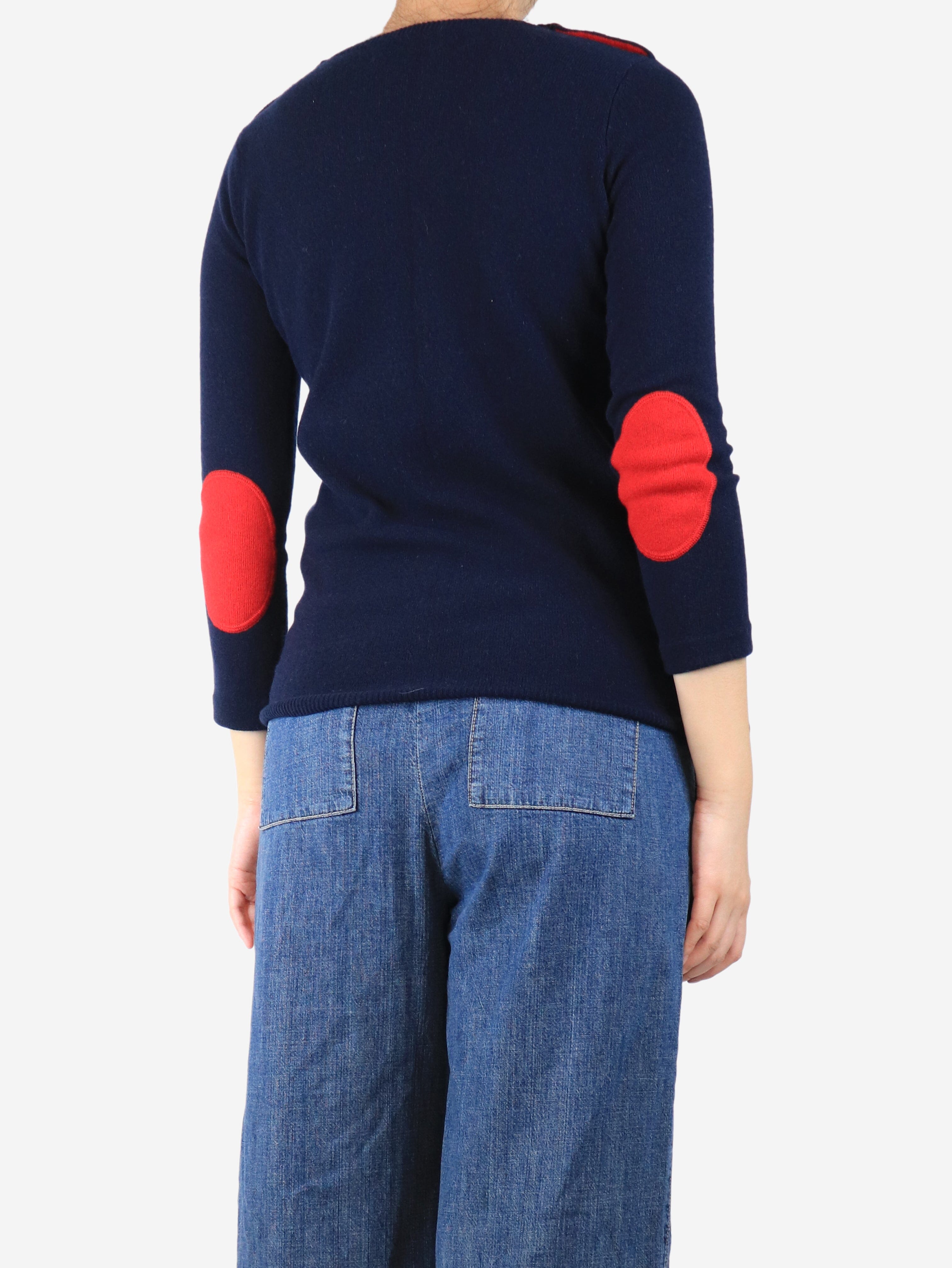 Navy blue cashmere elbow-patch jumper - size S Knitwear Wyse 