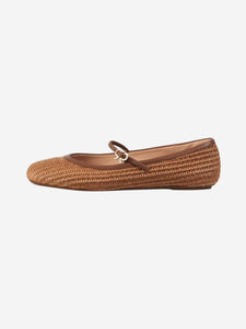 Gianvito Rossi Beige Carla woven raffia ballet flats - size EU 37.5