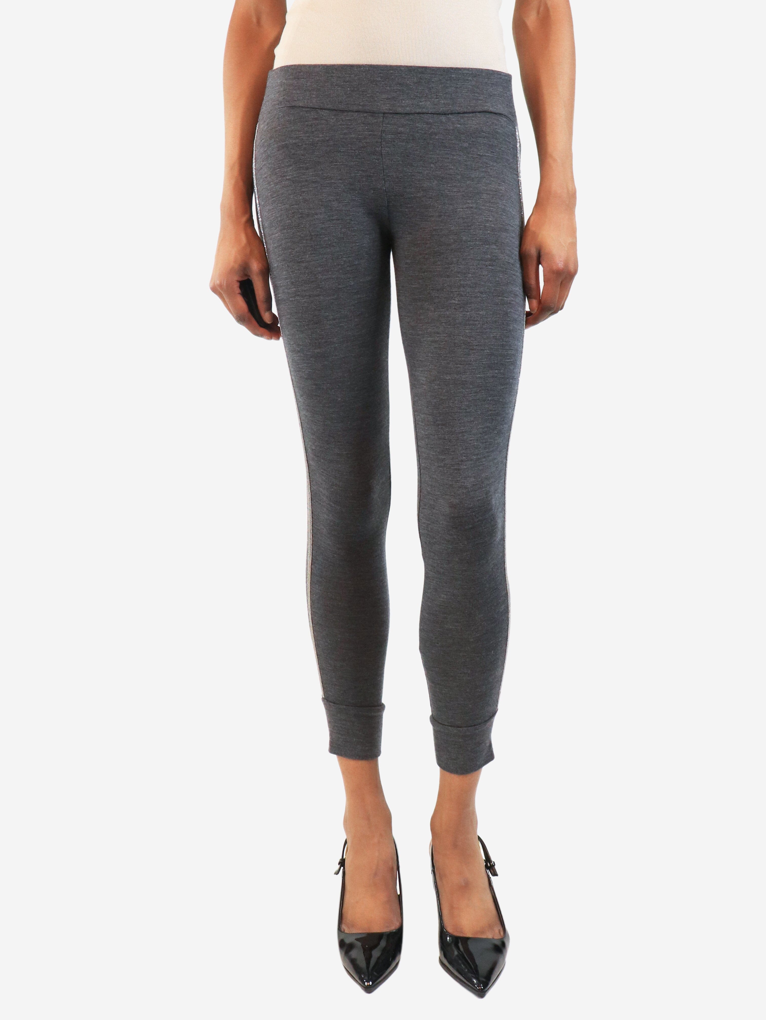 Grey bead-embellished leggings - size UK 6 Trousers Brunello Cucinelli 