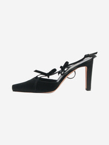 Manolo Blahnik Black satin bow pumps - size EU 40.5