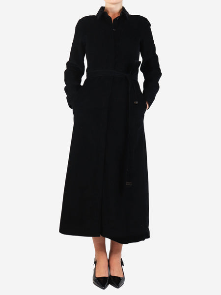 Black belted corduroy shirt dress - size UK 8 product image