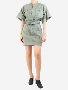 Frame Green cotton-twill utility-style mini dress - size S