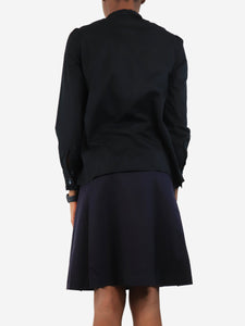 A.P.C. Black frill cotton blouse - size UK 6