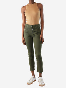 J Brand J Brand Khaki belted high-waisted trousers - size UK 4