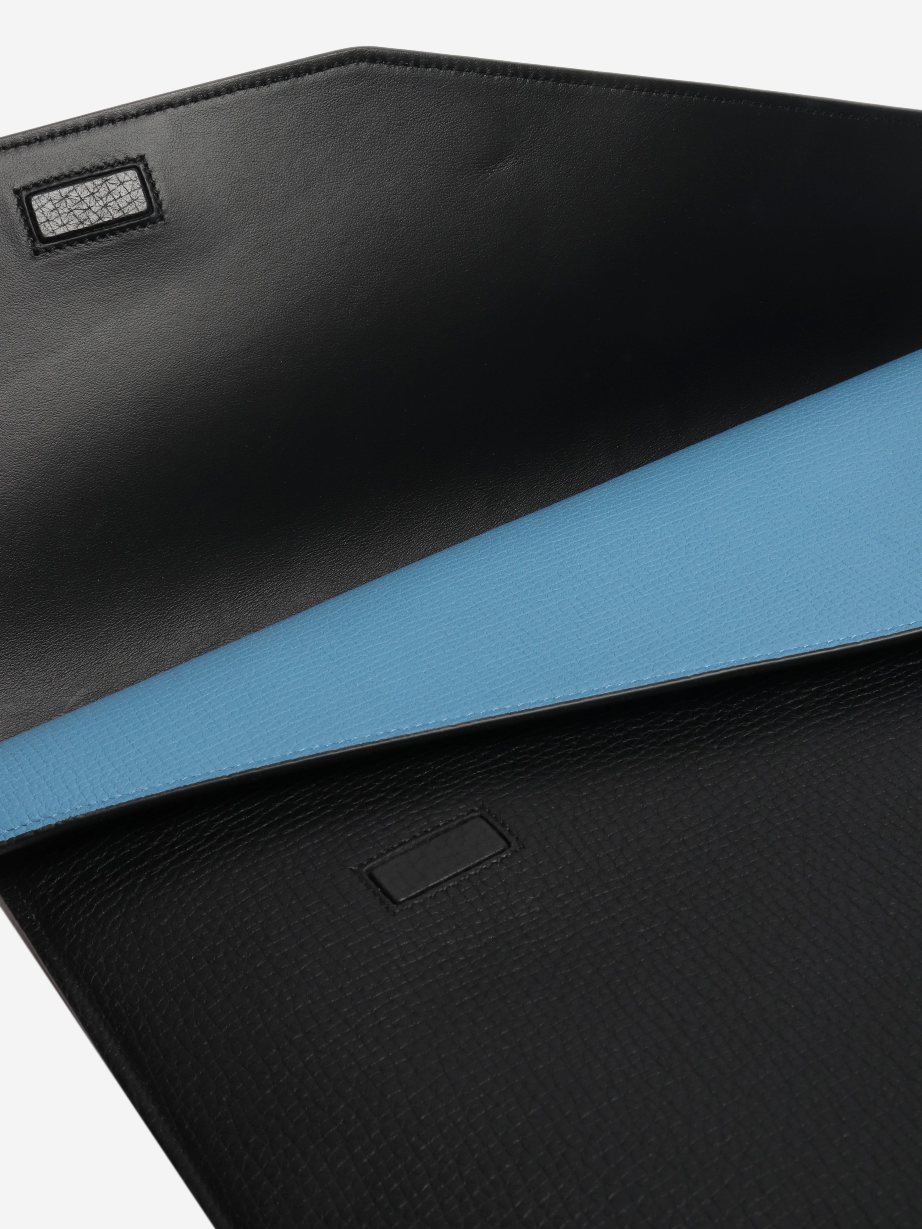 Blue leather laptop bag