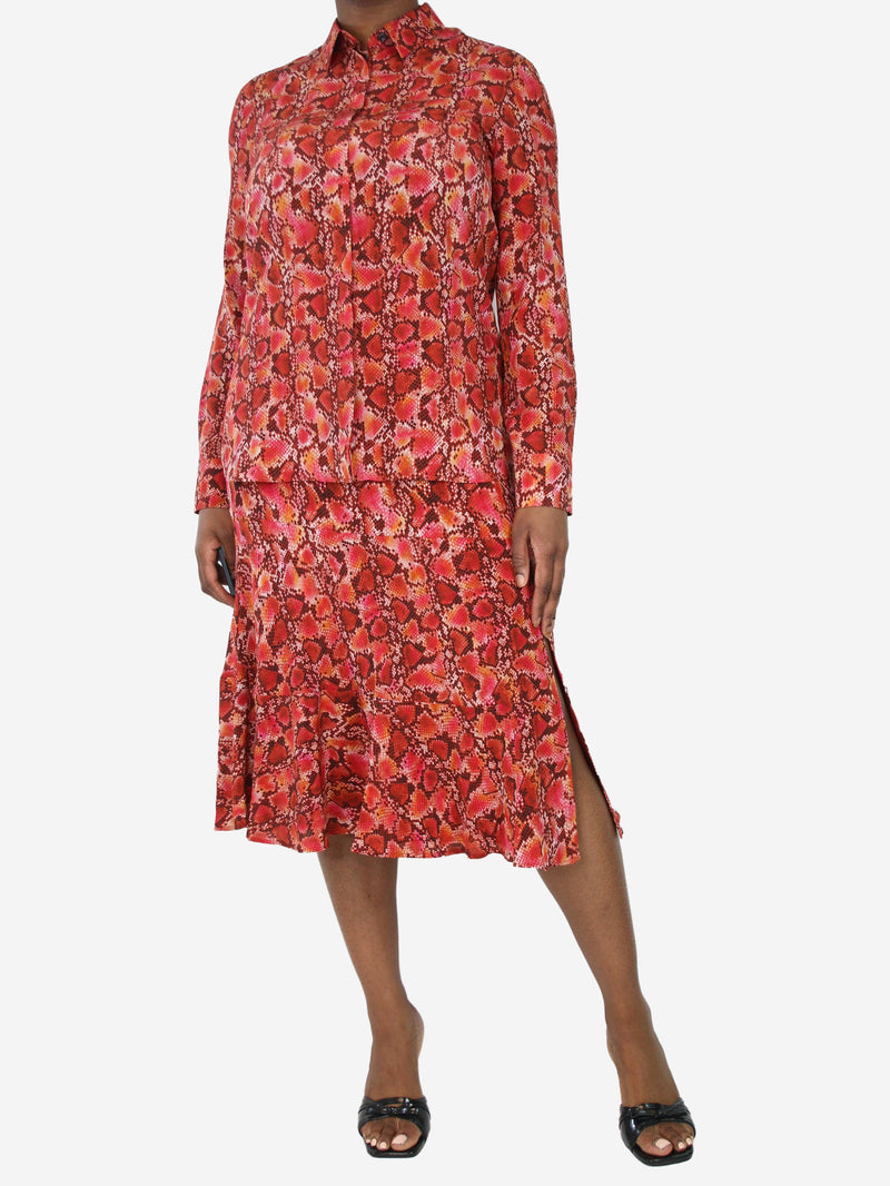 snake print shirt skirt set