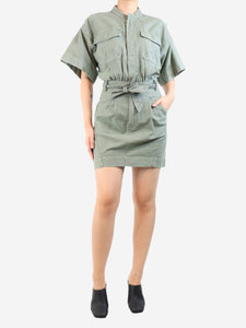 Frame Green cotton-twill utility-style mini dress - size S