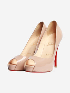 Christian Louboutin Blush patent open-toe heels - size EU 38 (UK 5)