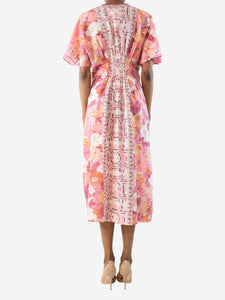 D'Ascoli Pink floral printed midi dress - size XS