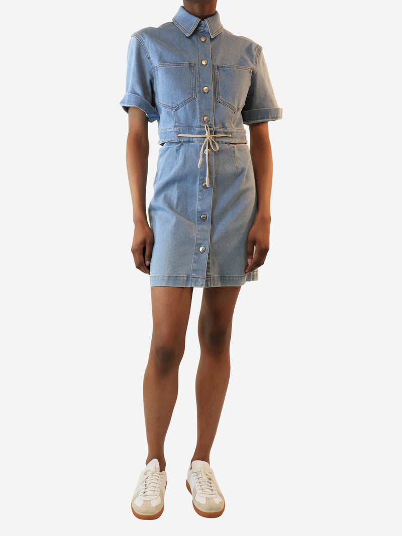 button down denim mini dress