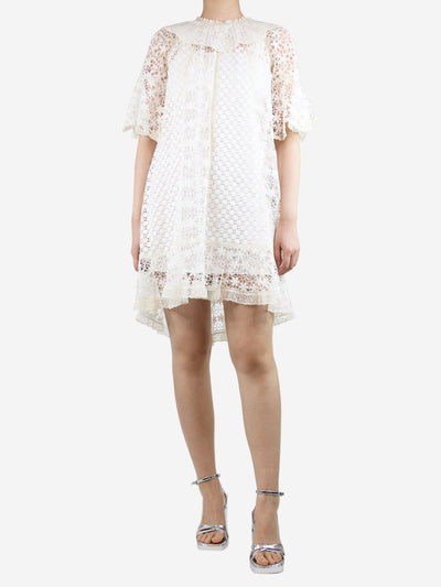Cream lace ruffled dress - size UK 8 Dresses Christian Dior 
