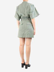 Frame Green cotton-twill utility-style mini dress - size S