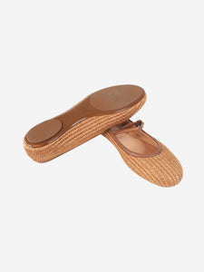 Gianvito Rossi Beige Carla woven raffia ballet flats - size EU 37.5