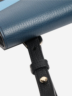 Blue leather laptop bag