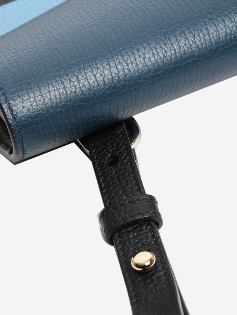 Blue leather laptop bag
