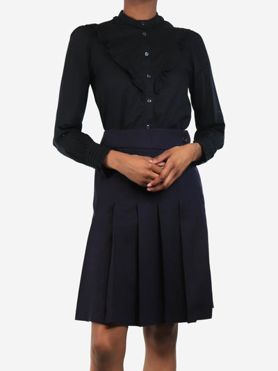 Black frill cotton blouse - size UK 6 Tops A.P.C. 
